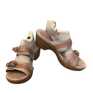 Dansko Jessie Sand Beige Lizard Slides Wedge Sandal EU 41 US 10.5 11 Neutral Tan
